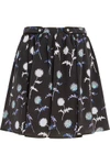 KENZO WOMAN PRINTED SILK MINI SKIRT BLACK,US 1071994536780834