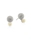 KATE SPADE Simulated Pearl & Pavé Crystal Double Bauble Stud Earrings