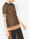 MICHAEL KORS CASHMERE AND CHANTILLY LACE T-SHIRT,618RKH914