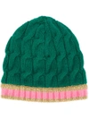 GUCCI GUCCI ARRAN KNITTED HAT WITH WEBBING - GREEN,4768893G17812280445
