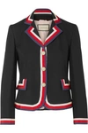 GUCCI STRIPED SILK AND WOOL-BLEND CREPE BLAZER