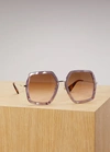 GUCCI Oversize square-frame sunglasses,GG0106S 30001551004 PINK GOLD
