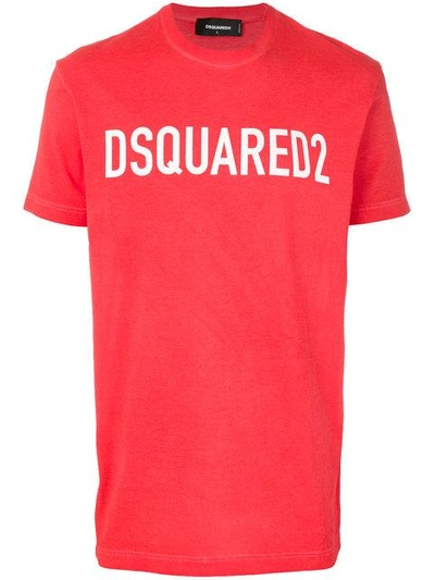 Dsquared2 Logo-print Cotton-jersey T-shirt In Red