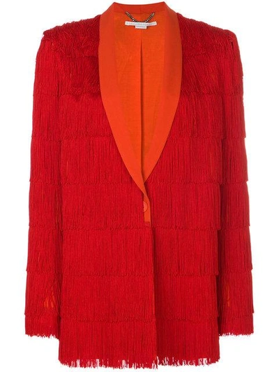 Stella Mccartney Tia Tiered Fringe Men's Blazer, Bright Red