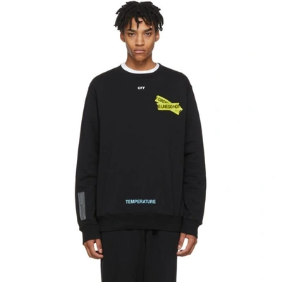 Off-white Fire Line Tape Long-sleeve T-shirt In Nero Giallo