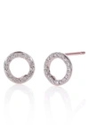 Monica Vinader Rose Gold Plated Vermeil Silver Riva Diamond Circle Stud Earrings In Rose Gold
