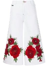PHILIPP PLEIN EMBROIDERED AND STUDDED CROPPED FLARE JEANS,WDT0600PDE001N12538974