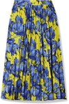 BALENCIAGA PLEATED PRINTED CREPE DE CHINE SKIRT