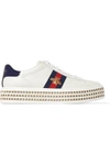 GUCCI Ace embellished leather platform trainers