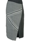 Voz Asymmetric Pattern Skirt In Grey