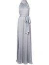 Voz Tie Waist Draped Jumpsuit In Grey