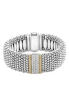 Lagos 18k Gold & Sterling Silver Diamond Lux Single Station Bracelet, 23mm In Diamond