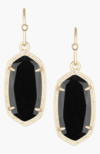 Kendra Scott Dani Stone Drop Earrings In Black/ Gold