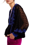 Free People Boogie All Night Peasant Blouse In Black