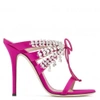 Giuseppe Zanotti - Satin Mule With Crystals Madelyn In Fuchsia