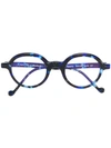 RES REI RES REI PATTERNED ROUND GLASSES - BLUE,DANTE12390530