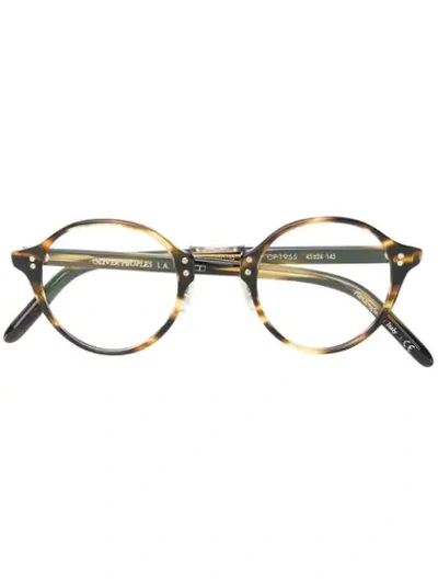 Oliver Peoples 玳瑁纹圆框眼镜 In Brown