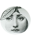 Fornasetti Pear-shaped Face Print Plate In White