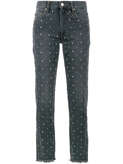 Isabel Marant Ulano Swarovski Crystal Embellished Straight Jeans In Grey