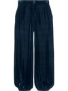 GUCCI GUCCI VELVET HAREM trousers - BLUE,488438ZIV0212435665