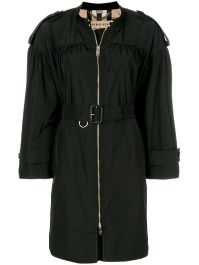 Burberry Lightweight Ruched Coat In Black