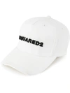 Dsquared2 White Embroidered Logo Twill Cap In White