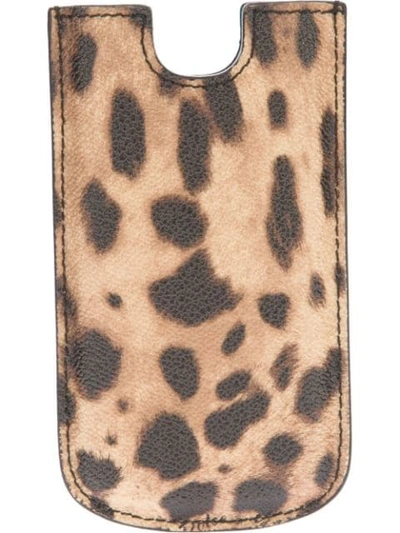 Dolce & Gabbana Leopard Print Phone Case In Nude/neutrals