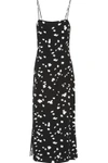 ADAM LIPPES WOMAN PRINTED CREPE MIDI DRESS BLACK,US 1914431941002184