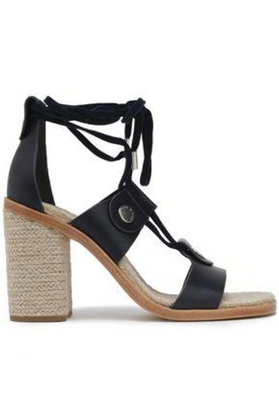 Rag & Bone Woman Braid-detailed Lace-up Leather Sandals Navy In Ivory