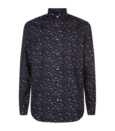 Paul Smith Hand-drawn Floral Slim Fit Dress Shirt In Navy Multi