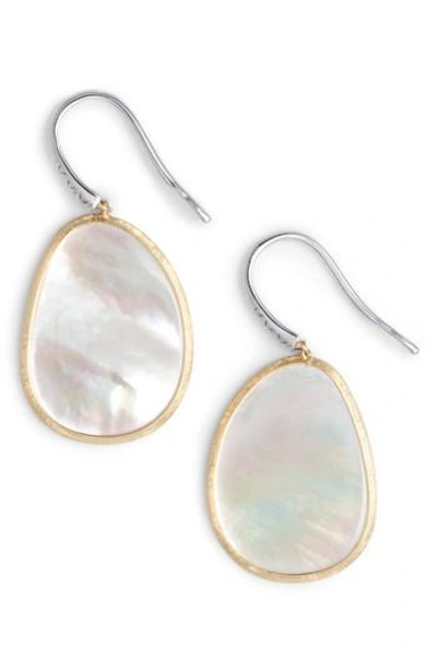 Marco Bicego 18k White & Yellow Gold Lunaria Mother-of-pearl & Diamond Earrings In White/gold