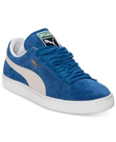Puma Men's Suede Classic Casual Sneakers From Finish Line In Olympian Blue/white