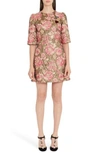 DOLCE & GABBANA HEART PATCH METALLIC FLORAL JACQUARD DRESS,F6UI8Z FJM43