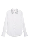 Ag Studded Collar Button Front Shirt In True White