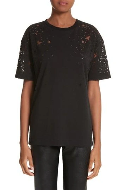 Stella Mccartney Short-sleeve Burnout Stars T-shirt In Black