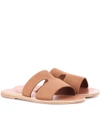 Ancient Greek Sandals Apteros Cutout Nubuck Flat Slide Sandals In Brown