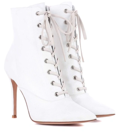Gianvito Rossi Neville Lace-up Ankle Boots In White | ModeSens