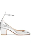 VALENTINO WOMAN TANGO MIRRORED-LEATHER PUMPS SILVER,US 4772211931909588