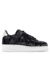NIKE AIR FORCE 1 METALLIC FAUX LEATHER-TRIMMED CRUSHED-VELVET SNEAKERS