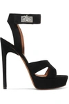 GIVENCHY SHARK LOCK CUTOUT SUEDE PLATFORM SANDALS