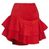 SIOBHAN MOLLOY Lashes Red Calf Suede Skirt