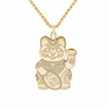 Cartergore Small Gold Lucky Cat Pendant Necklace In Pendant