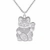 Cartergore Large Silver Lucky Cat  Pendant Necklace