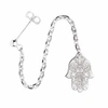 Cartergore Silver Hamsa Hand Single Long Drop Earring In Drop