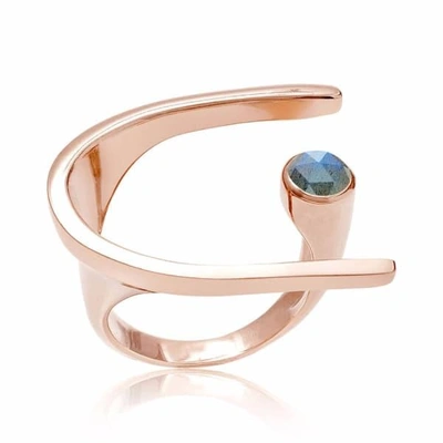 Neola Lunaria Rose Gold Cocktail Ring With Labradorite