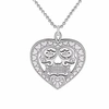 Cartergore Medium Silver Sugar Skull Heart Pendant Necklace In Pendant