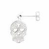 Cartergore Silver Sugar Skull With Heart Eyes Single Short Drop Earring In Drop