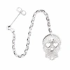 Cartergore Silver Sugar Skull With Heart Eyes Single Long Drop Earring