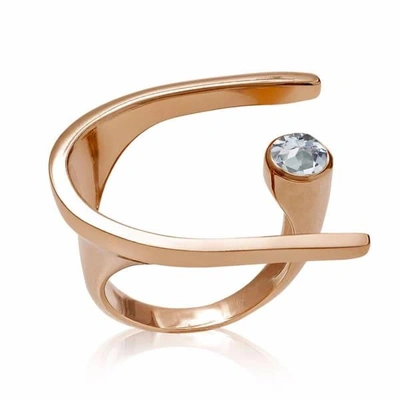 Neola Lunaria Rose Gold Ring With Blue Topaz