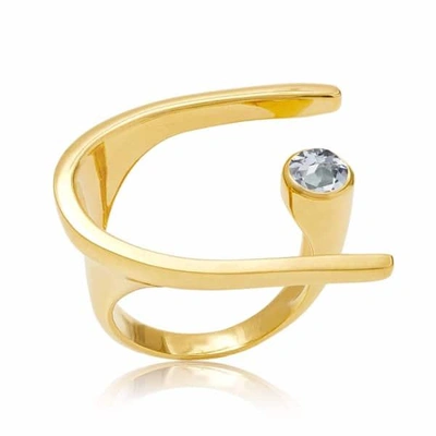 Neola Lunaria Gold Cocktail Ring With Blue Topaz